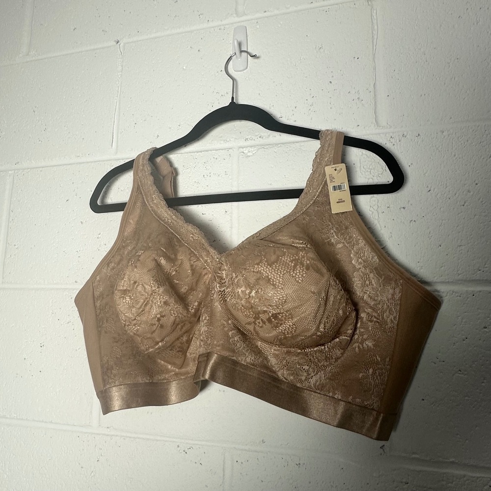 Cacique‎ 48DDD Full Coverage Lace Trim Comfort Bra Beige Full Figure